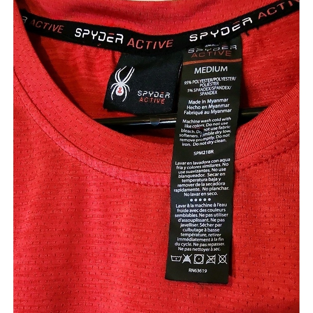 Spyder Active Misture Wicking Men's Red Crew Neck Short Sleeve Shirt Size M - Picture 2 of 6